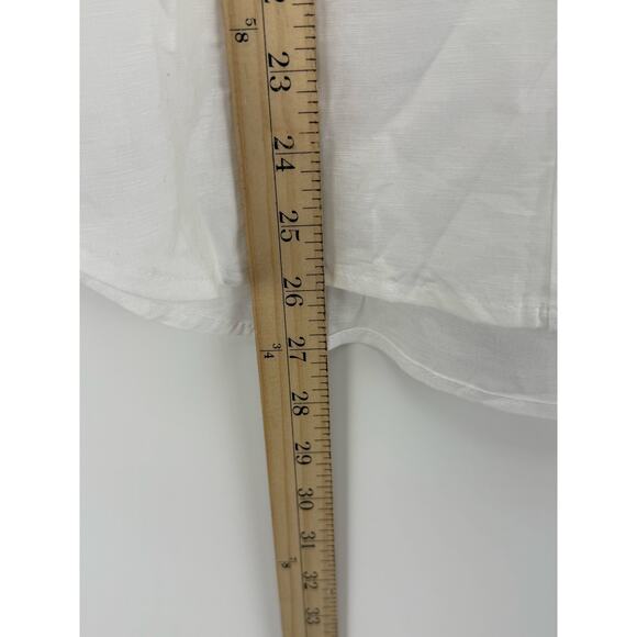 J.Crew Factory Linen Blend Shirt Women XS White Button Up Signature Fit Coastal - Picture 6 of 7